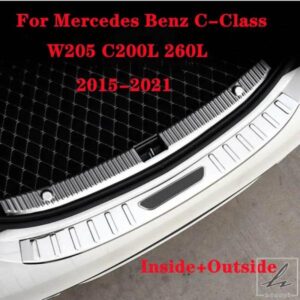 車用ステンレス製リアバンパープロテクタートランクドアプレートカバートリム メルセデスベンツ Cクラス W205 C200L 260L 2015-2021用 部品 カスタムパーツ
