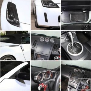 日産350Z 2003-06用 ソフトカーボンダッシュボードフレーム エアコン吹き出し口ガラスリフトフレーム 装飾ステッカーアクセサリー 部品 カスタムパーツ