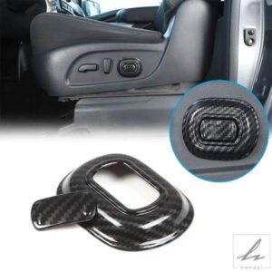日産タイタン 2016+ ABS カーボン カースタイリング カーシートボタンカバーステッカー 車内アクセサリー 2個 部品 カスタムパーツ アクセサリー