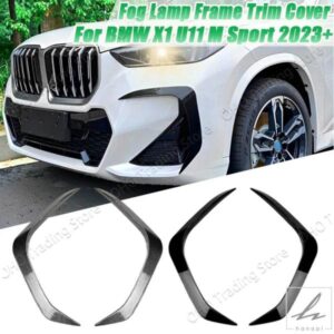 車用フロントバンパースポイラースプリッターサイドエアベント吸気フォグランプフレームトリムカバーSUV BMW X1 U11 Mスポーツ2023+用 部品 カスタムパーツ