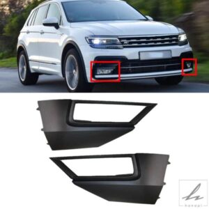 車用フロントバンパーフォグライトフレームカバー フロントバーグリル装飾カバー 5NG853211 5NG853212 VW TIGUAN L 2017 2018 2019用 部品 カスタムパーツ