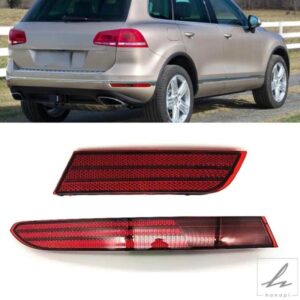 車左右リアバンパーリフレクターブレーキランプハザード灯ストリップバー VW TOUAREG 2016 2017 2018 7P6945105A 7P6945106A用 部品 カスタムパーツ