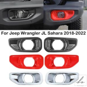 車用フロントバンパーフォグランプカバーステッカー フォグランプトリムフレーム装飾ステッカー ジープラングラー JL サハラ 2018 2019 2020-2022用 部品 カ
