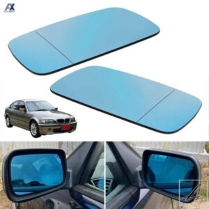 車用フロントバックミラーサイドミラーガラスカースタイリングスティックオンブルーBMW 5シリーズE39 1996-2003 3シリーズE46 1997-2005セダンワゴン用 部品