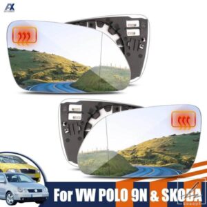 左右サイドウィングミラーガラス 凸面 リアビュー 広角 シュコダ オクタビア MK2 A5 2004-2009 VW ポロ 9N 9N3 2005-2009用 部品 カスタムパーツ