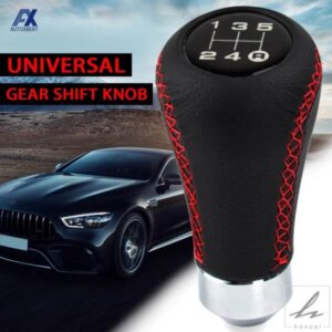 汎用 5速マニュアル レザー レッドステッチ カーギアスティック シフトノブ シフター レバーペン 交換用ギアスティック 車内パーツ カスタムパーツ アクセサ