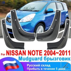 車用マッドフラップ スプラッシュガード 4個 日産ノート E11 GEN 1 2004 - 2011 マッドフラップ フロント リアホイール タイヤ マッドシールド カバー プロ