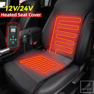 車用PUレザーヒーター付きフロントシートカバークッションウォーマーパッドスマートリモコン付き12V 24V汎用冬用暖房ヒーターアクセサリー部品カスタムパー