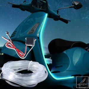 12V LED 車内装飾ライト EL配線ネオンストリップ 自動車 DIY フレキシブルアンビエントライト ドライブアンビエントランプ付き アイスブルー部品 カスタムパ
