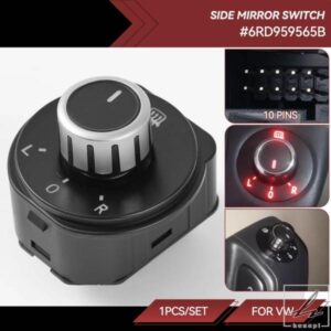 車用 クローム 電動ウィングミラー 調整ノブスイッチ クローム VW フォルクスワーゲン ポロ 6R 2011-2016 ハッチバック 6RD 959 565B 6RD959565B 部品 カス