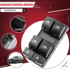 車用電動マスターパワーウィンドウコントロールスイッチガラスリフターレギュレーターボタン4F0959851G アウディ Q7 2007-2015 A6 C6 2005-2011用部品 カス