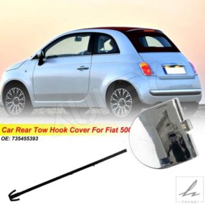 車用リア牽引バンパーアイフックカバーキャップ トラクションフルクローム 735455393 フィアット500 2007-2015 牽引トレーラー用オートキャップ部品 カスタ