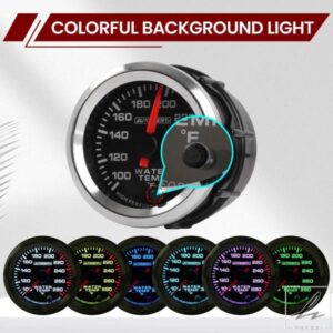 汎用 2インチ 52MM 水温計 マシン式メーター 1/8インチ NPTセンサー付き 7色LEDバックライト 華氏度 カーパーツ カスタムパーツ アクセサリー 部品 カスタム