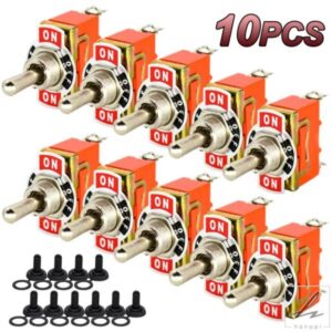 10個 ロッカートグルフリックスイッチ ON/OFF/ON 15A/250VAC SPDT 高耐久防水ブーツキャップ カバー ライトカーアクセサリー E-TEN1122 部品 カスタムパーツ