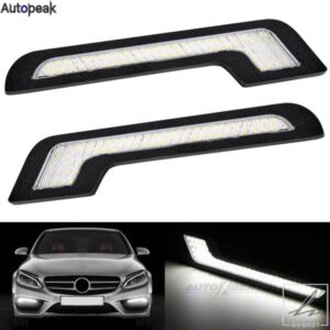汎用デイタイムランニングライト LED ホワイトライト L字型ストリップ 72 SMD ガラスレンズ バックステッカー付き 12V DRL DIY LEDランプ 車用 2個 部品 カ