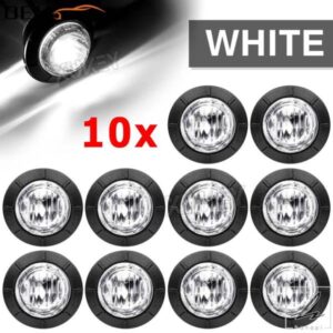 10個 ホワイト ラウンド 3/4インチ LED シャーシ シグナル サイドマーカー ライト インジケーター クリアランス ランプ トレーラー トラック 大型トラック