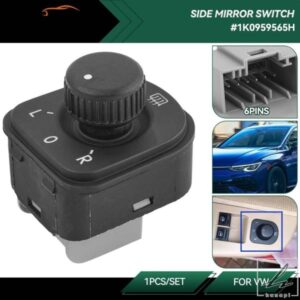 電動パワーカーサイドミラースイッチリアコントロールボタン VWゴルフMK5 MK6パサートB6ティグアンジェッタEOS 1K0 959 565H 1K0959565H用 部品 カスタムパ