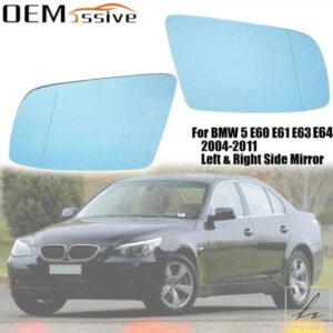 左右ヒーター付きウィングミラー BMW 5シリーズ E60 E61 2003-2011 ブルーガラス 防眩 フォグ リアビューミラー クリアビジョン 雨天時 部品 カスタムパーツ