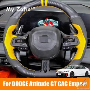 新型DODGE ATTITUDE GT GAC EMPOW 2024 2025用カーボンカバーステアリングホイールパドルシフター合金装飾アクセサリー 部品 カスタムパーツ アクセサリー