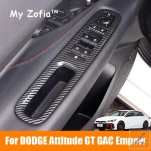 新型DODGE ATTITUDE GT GAC EMPOW 2024 2025用 カーウィンドウ ABS インナードアアームレストリフトスイッチボタンカバートリムアクセサリー 部品 カスタム