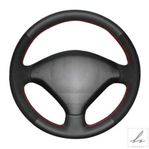 滑り止めブラック本革スエードカーステアリングホイールカバー プジョー 307 2001-2008 307 SW 2005-2008 エキスパートパートナー 206 308用 部品 カスタム