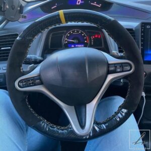 編み込みカーステアリングホイールカバー 滑り止めスエードカーボン ホンダフィット ジャズシティ 2009-2013 インサイト 2010-2014 カーアクセサリー 部品