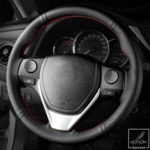 滑り止めブラックレザーカーステアリングホイールブレードカバー トヨタ RAV4 2013-2019 カローラ 2014-2019 オーリス 2013-2016 サイオン IM 2016用 部品
