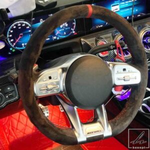 車用ステアリングホイールカバー 滑り止めスエード ステアリングホイール編み込み メルセデスベンツ AMG GLE G63 C43 E53 S63 カーアクセサリー 部品 カスタ