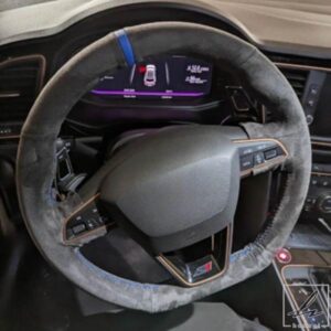 滑り止めブラックスエード編み込みカーステアリングホイールカバーラップ シート レオン クプラ R レオン ST クプラ レオン ST クプラ アテカ クプラ アテカ