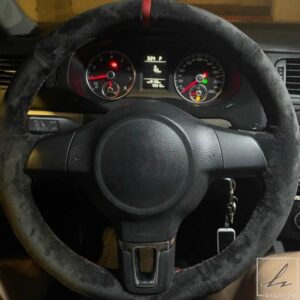 編み込みカーステアリングホイールカバー 滑り止めスエードレザー フォルクスワーゲン ゴルフ6 MK6 ポロMK5 2010-2013 ジェッタ カーアクセサリー 部品 カス