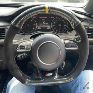 編み込みカーステアリングホイールカバー 滑り止めスエード AUDI S5 8T S6 C7 S7 G8 RS Q3 8U SQ5 8R S1 8X S3 8V SPORTBACK S4 B8 AVANT用 部品 カスタムパ