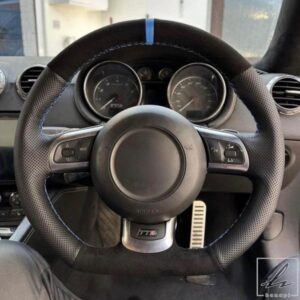 編み込みカーステアリングホイールカバー 滑り止めスエード AUDI TT TTS 8J A3 S3 8P SPORTBACK 2006-2014 R8 42 カーアクセサリー 部品 カスタムパーツ