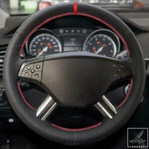 車用インナーステアリングホイールカバー レザートリム レッドバー メルセデスベンツ GL Rクラス X164 2006-2009 Mクラス W164 2005/08/01用 部品 カスタム