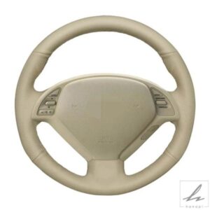 車用ステアリングホイールカバー ハンドステッチ ベージュ人工革 インフィニティ G G25 G35 G37 EX EX35 EX37 Q Q40 Q60 QX50 US用 部品 カスタムパーツ