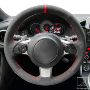 滑り止めカーアクセサリー スエードレザー編み込みカーステアリングホイールカバー トヨタ 86 2016 - 19 スバル BRZ 2016 2017用 部品 カスタムパーツ