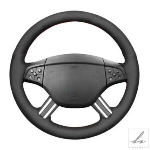 滑り止めカーステアリングホイールカバー ブラックスエードレザー メルセデスベンツ GLクラス X164 Mクラス W164 Rクラス 2006 - 09用 部品 カスタムパーツ