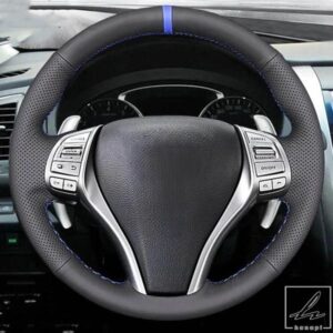 車用ステアリングホイールカバー ブラック 人工革 日産 ティアナ アルティマ 2013-2018 エクストレイル キャシュカイ 2014-2017 パルサー 2015-2018用 部品