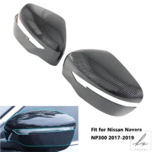 日産ナバラ NP300 2017-2019 バックミラーカバー ABSカーボン ブラック クロームサイドカーミラーカバー 1組 部品 カスタムパーツ アクセサリー