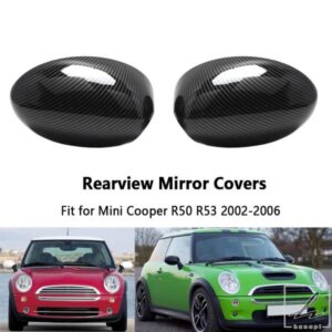 1/2個 RHD ミニクーパー R50 R53 2002-2006 用 バックミラーカバー ABS ブラック バックミラーカバー カーアクセサリー 部品 カスタムパーツ アクセサリー