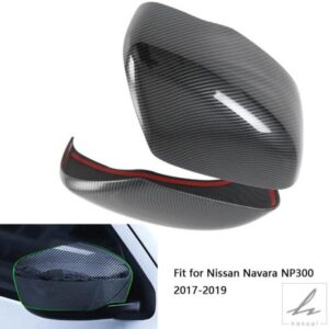 日産ナバラ NP300 2017-2019 バックミラーカバー ABSカーボン ブラッククロームサイドカーミラーカバー 1ペア 部品 カスタムパーツ アクセサリー