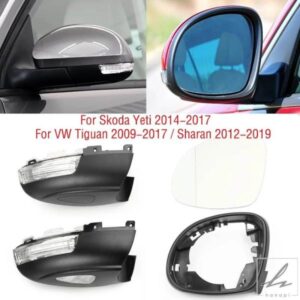 車用サイドミラーライトランプレンズガラスバックミラーフレームアンダーベースカバー蓋 VW TIGUAN 09-17 SHARAN 12-19 SKODA YETI用 部品 カスタムパーツ