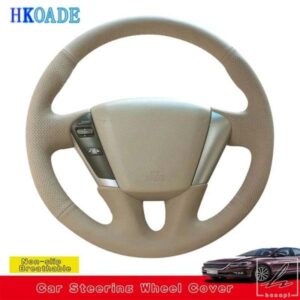 日産ティアナ ムラーノ Z51 エルグランド クエスト 2008-2020 車内インテリア用 DIY マイクロファイバーレザーステアリングホイールカバーカスタム 部品 カ