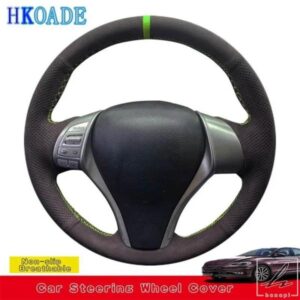 日産ティアナ アルティマ 2013-2016 エクストレイル キャシュカイ ローグ 2014-2016 セントラ ティーダ用スエードレザーカーステアリングホイールカバーカス