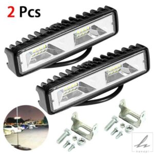 1/2個 18W 12V 16 LED 作業灯 スポットビーム バー 車 トラック SUV ATV オフロード 運転用 フォグランプ ヘッドライト フラッドスポット フォグライト 部品