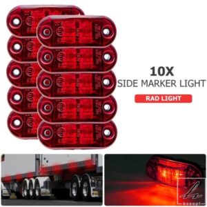 10個 12V/24V LED 車 トラック トレーラー 大型トラック サイドマーカーライト インジケーターライト レッドサイドランプ 部品 カスタムパーツ アクセサリー