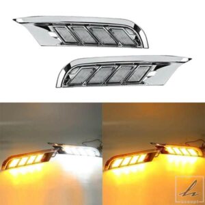 日産キック 2017-2019 用 6000K LED デイウィンカーライト フロント DRL フォグ ドライビング ホワイト イエロー ライト ヘッドランプ 2個 部品 カスタムパ