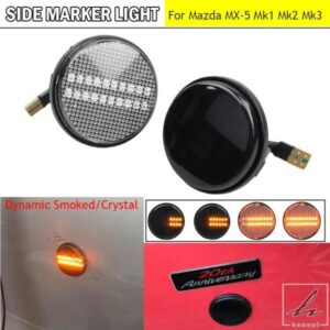 車用サイドウィンカーライトランプ ラウンドスモークシェル LEDサイドリピーターインジケーターライト マツダ MX5 MX5 MK1 MK2 MK3 1989-2015用 部品 カスタ