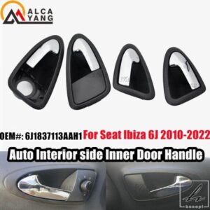 車フロント左内装内側ドアハンドル SEAT IBIZA 2009-2017 6J1837113AAH1 6J1837113A ブライトシルバー 部品 カスタムパーツ アクセサリー