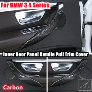 車用インナーハンドル 内装ドアパネル プルトリムカバー カーボン 左右 BMW 3 4シリーズ F30 F80 F31 F32 F33 F34 F35 F36用 部品 カスタムパーツ