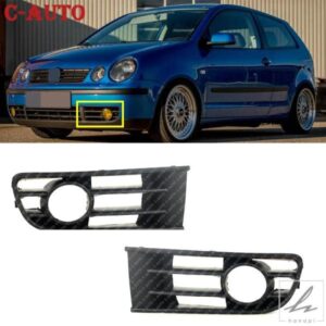 車左右フロントフォグランプトリムフォグライトカバーケース VWポロタイプ9N 2002-2005 フロントロアバンパーフォグライトグリル用 部品 カスタムパーツ
